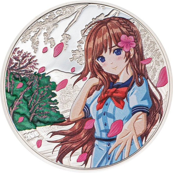 2023 - Manga 1 Oz silver coin Spring Cook Islands Color PP / Proof with original packaging
