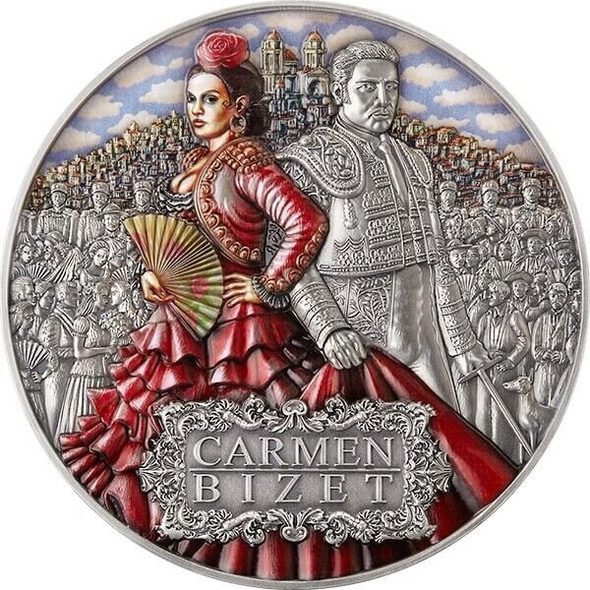 2022 - Carmen Titans of the Music 2 oz Antique finish Silver Coin 5$ Niue