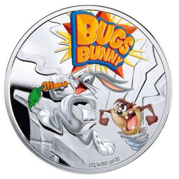 2013 - Bugs Bunny Cartoon Characters 1/2 oz Proof Silver Coin 1$ Niue