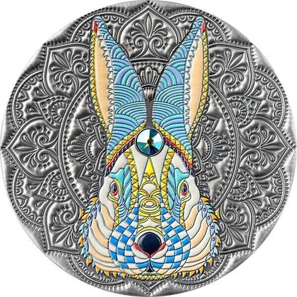 2023 - Rabbit Mandala Collection 2 oz Antique finish Silver Coin 5$ Niue