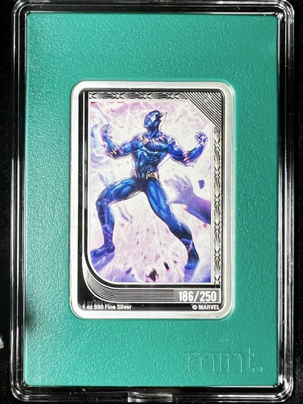 2023 - MARVEL mint Trading Coins BLACK PANTHER NZ Mint ONLY 186/250 Coins Limited Green