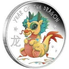 2024 Year of the Dragon BABY 1/2oz .9999 Silver Proof Half Dollar Coin Lunar