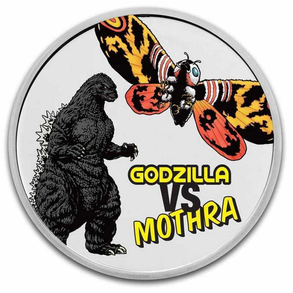 2023 - 2 oz Silver Niue Proof Color - GODZILLA vs MOTHRA - Godzilla Series - 5 NZD -