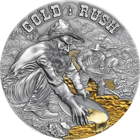 2021 - Gold Rush 50g Antique finish Silver Coin 2000 Francs CFA Cameroon