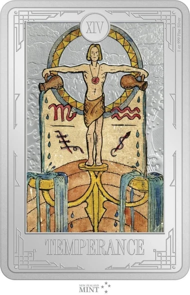 2023 Niue Tarot Cards XIV Temperance 1oz Silver Colorized Proof Coin