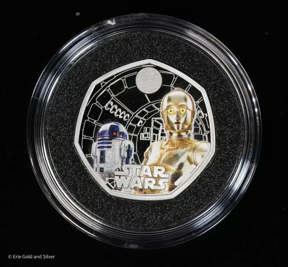 2023 - Niue STAR WARS mint Trading Coins C-3PO R2-D2 1oz Colorized Silver Coin 237 /250