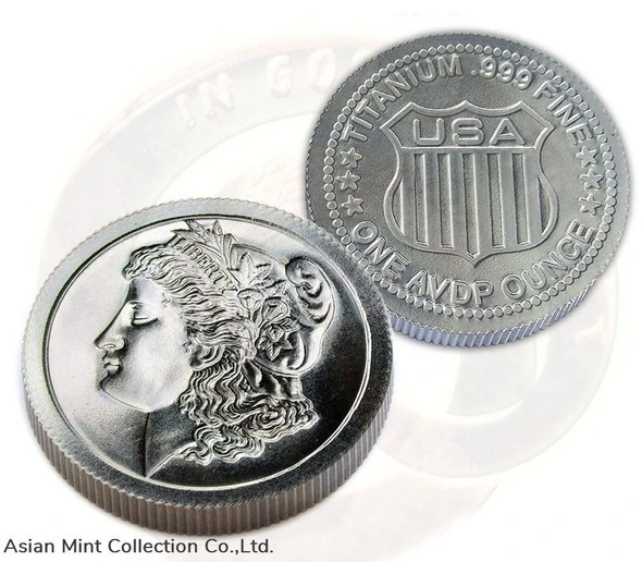 USA - 1 Avdp - .999 Fine Titanium Bullion Bar - 'Morgan dollar'