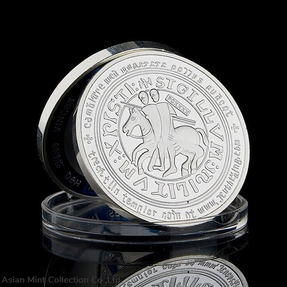 The Red Knights Templar Crusaders Shield Cross Commemorative Silver Plated Coin