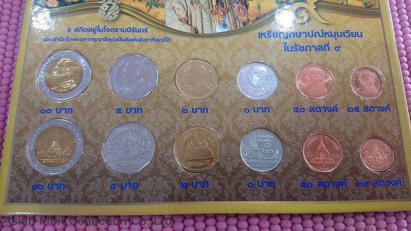 Circulation Coin Panel complete set (2 sets showing the face and back of coins) Thailand, unused
