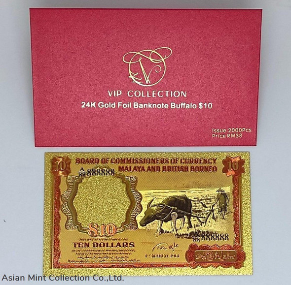 24K Gold Foil Banknote Buffalo $10