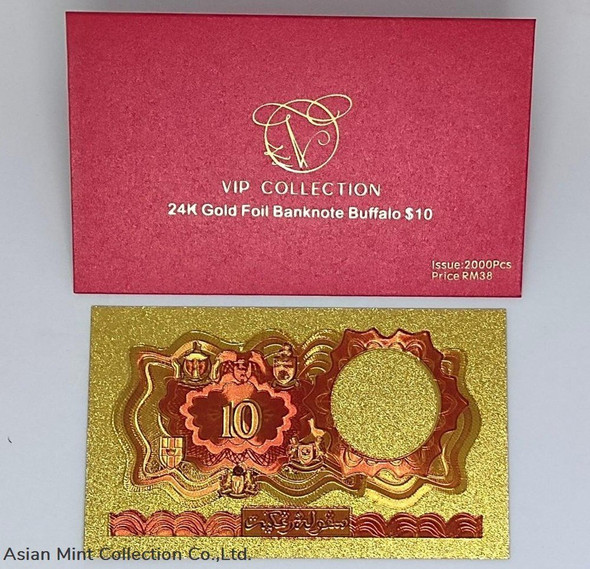 24K Gold Foil Banknote Buffalo $10