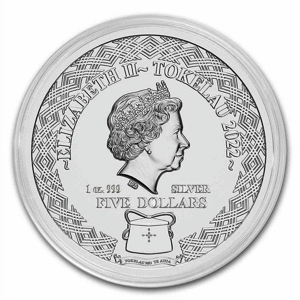 2022 Tokelau 1 oz .999 Silver $5 Zodiac Series: Aquarius , in Capsule