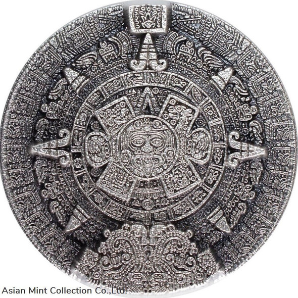 2022 South Korea Aztec Sun Stone 2oz Silver Antiqued Stacker
