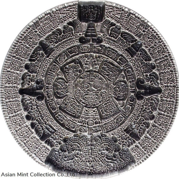 2022 South Korea Aztec Sun Stone 2oz Silver Antiqued Stacker