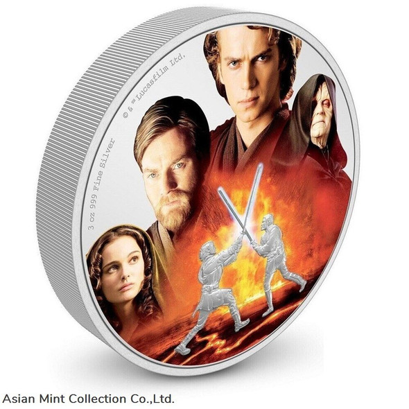 2022 Niue Star Wars Battle Scenes Anakin vs. Obi-Wan 3oz Silver Coloured