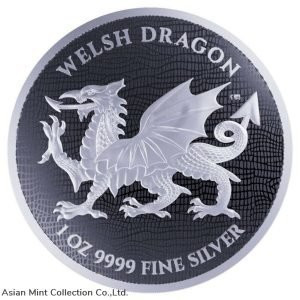 2022 Niue Heraldic Series Welsh Dragon 1oz Silver BU Coin