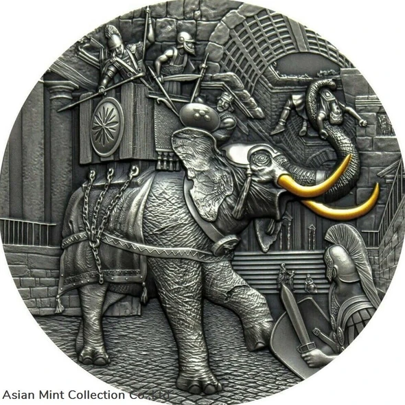 2022 - WAR ELEPHANT 2 Oz Silver Coin 5$ Niue