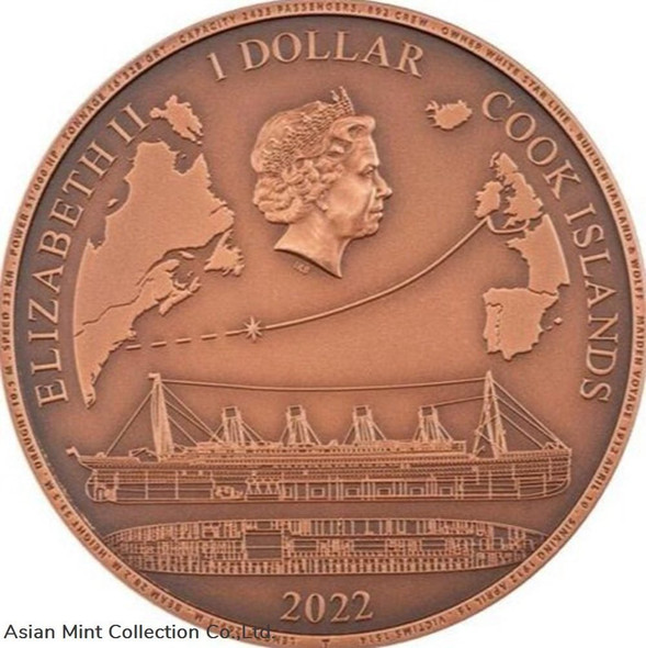 2022 - 50g Copper RMS Titanic Antique Finish $1