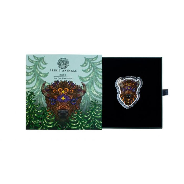 2021 Solomon Islands Phil Lewis Spirit Animals - Bison 1oz Silver Proof-Like Coin