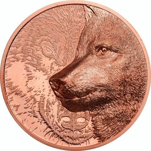 2021 Mongolia Mystic Wolf 50g Copper Coin NGC PF 70 RD UCAM