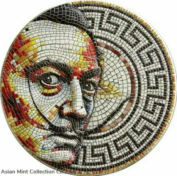 2021 $2 Niue MOSAIC SALVADOR DALI Antique Finish 2 Oz Silver Coin.