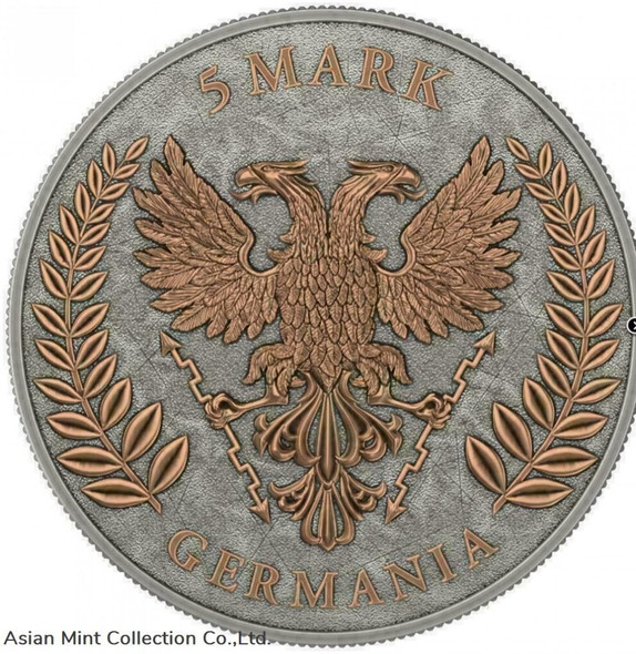 2020 Germania 5 Mark Red Crystal Cross 1 Oz .999 Silver Coin