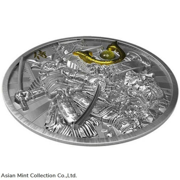2019 - The Samurai 2 oz Antique finish Silver Coin 5$ Niue