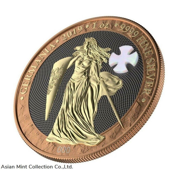 2019 - Germania Mother of Pearl Cross 1oz Silver BU Coin