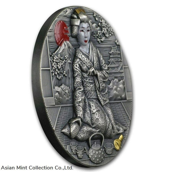 2019 - Geisha 2oz Antique Finish Silver Coin 2$ Niue