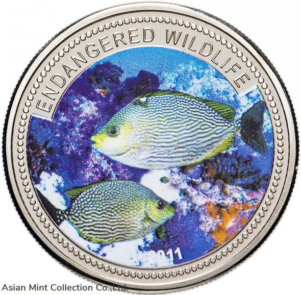 2011 - Palau Endangered Wildlife Streaked Spinefoot Fish $1 BU Color