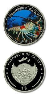 2008 - Palau Endangered Wildlife Spiny Lobster $1 Proof Crown Color