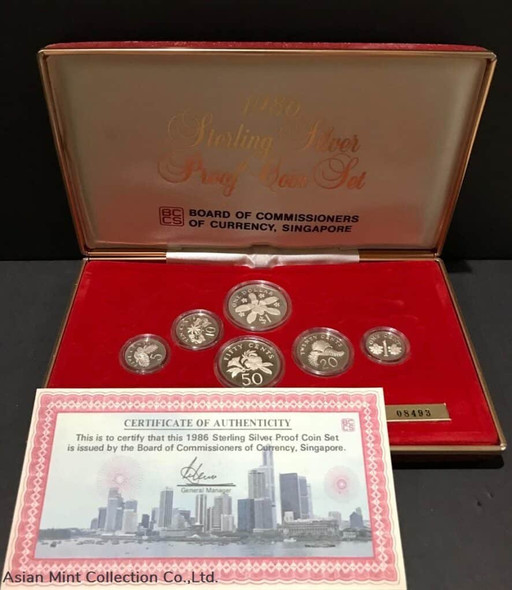 1986 Sterling Silver Proof Coin Set with box &certificate.