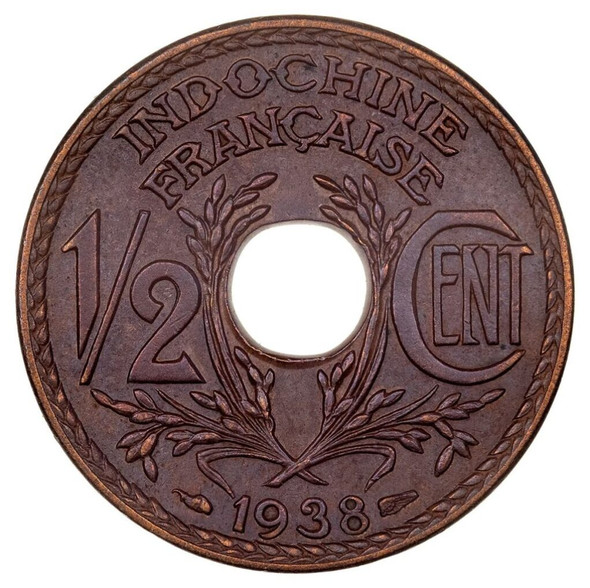 1937 - French Indochina Coin Half CENT Bronze INDOCHINE FRANCAISE