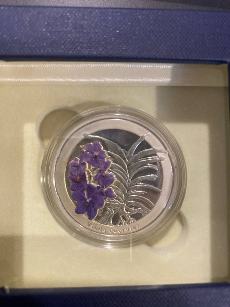 Thai orchid commemorative vanda coerulea silver coin