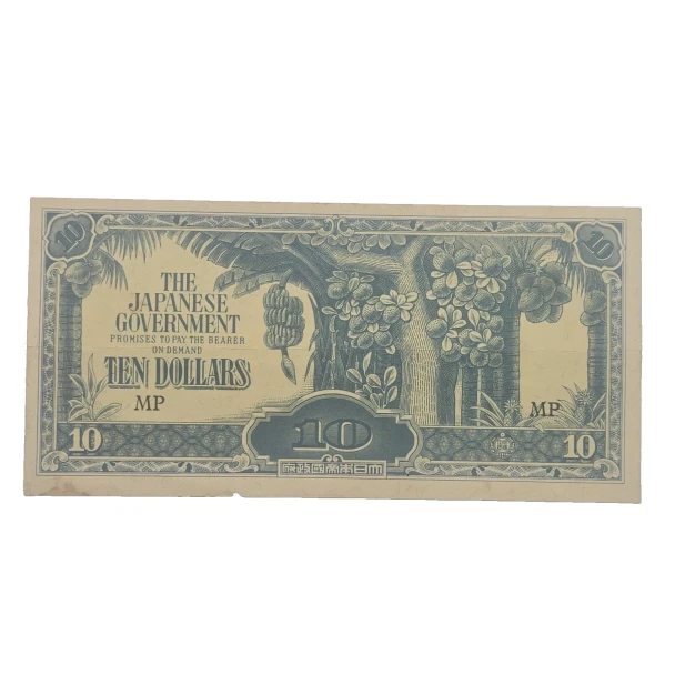 WWII Japanese Invasion Money 10 Dollar Note Philippines MP Series Rare WWII Bill