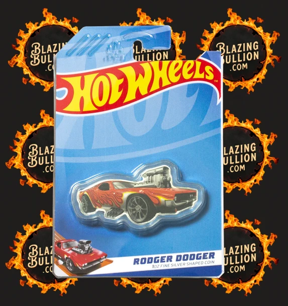 2024 Pamp Hot Wheels Rodger Dodger 1oz silver shaped coin w/coa