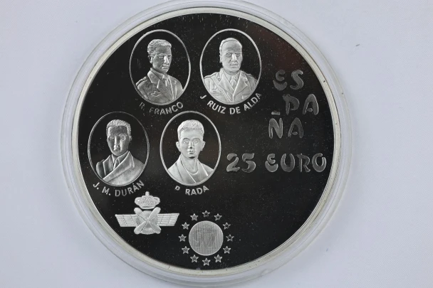 1997 M Spain Silver 25 Euro Proof Aviation 5oz Airplane