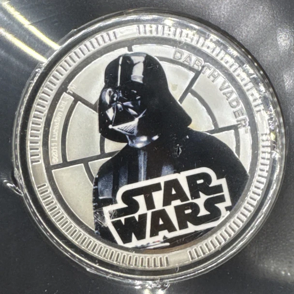 2011 Star Wars Darth Vader Collectible Silver Plated Coin In Capsule & Packaging