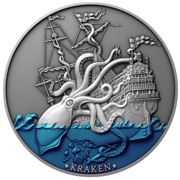 Silver coin SEA MONSTER KRAKEN Mythical Creatures 2 oz Niue 5 dollars