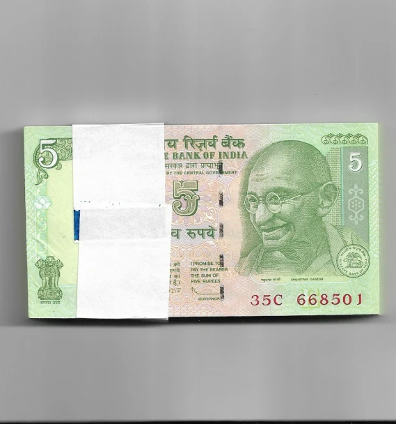 India, 5 Rupees, Lot of 100 Pcs, 1 Bundle, UNC