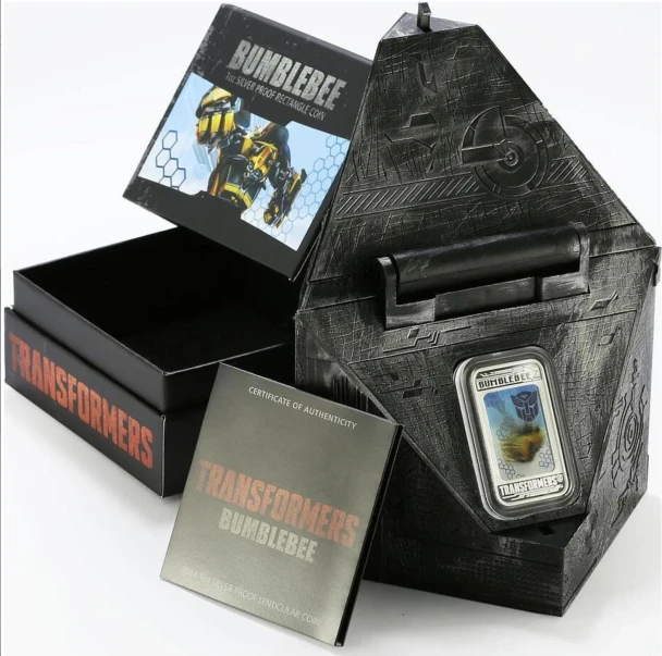 2014 Transformers Bumblebee hologram colored proof silver coin