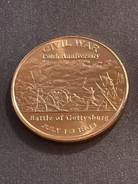 1 oz. Copper Round Coin Civil War Gettysburg Made USA .999 Fine Copper