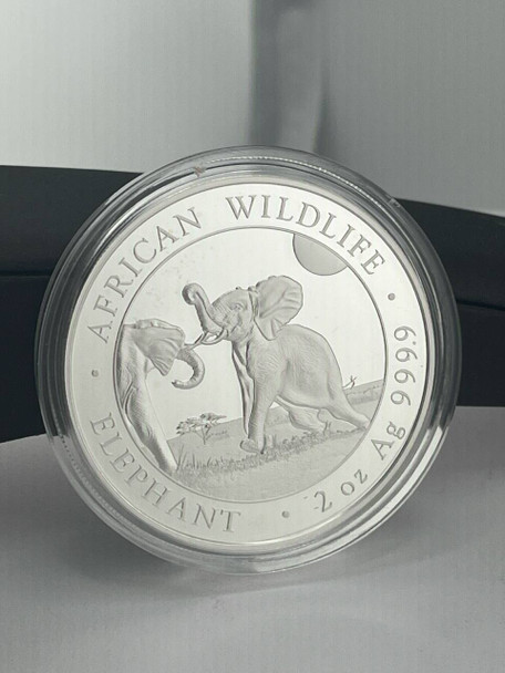 2024 2 OZ SILVER PROOF ELEPHANT AFRICAN WILDLIFE RARE COIN!