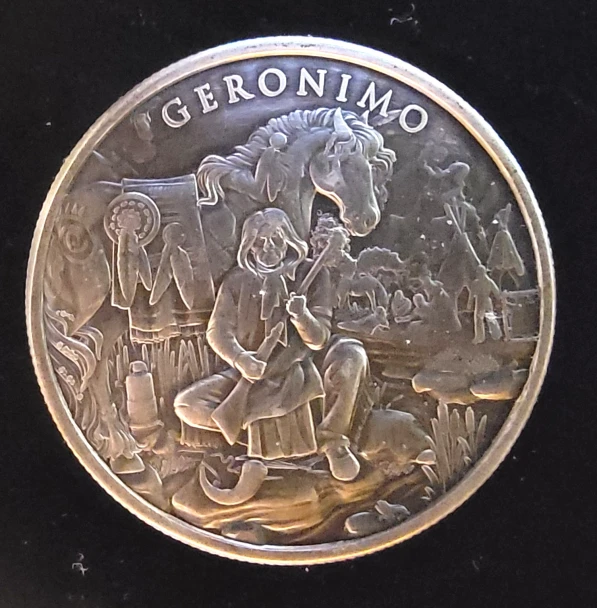 Geronimo Legendary Warriors Antique Finish Vtg-999 Silver 1 Oz Ounce Art Coin