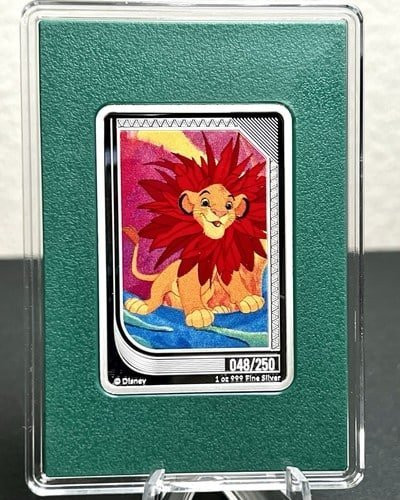 Disney Classics Mint Trading Coin SIMBA Agoro #48/250 Agoro Emerald 1oz SilverDisney