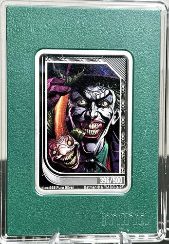 2025 Agoro The Art Of DC Trading Coin THE JOKER #396 Emerald Mintage 1oz Silver