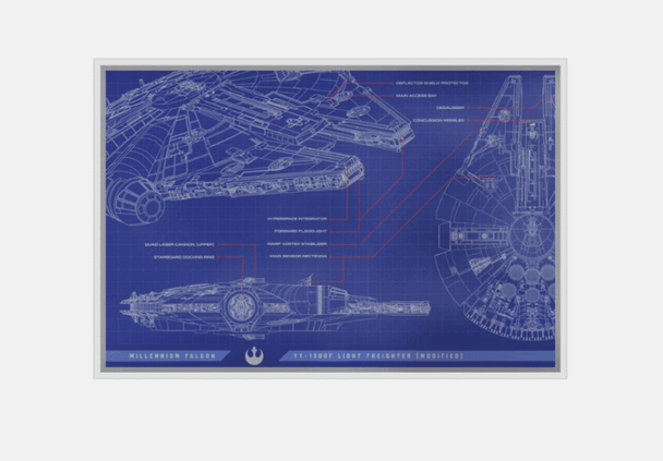 2025 Niue Star Wars Millennium Falcon 1 oz Silver Blueprint Foil