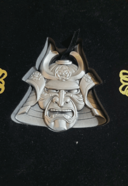 Ancient Warriors - Samurai Mask-Shaped 2021 2oz Silver Antiqued Coin Samoa