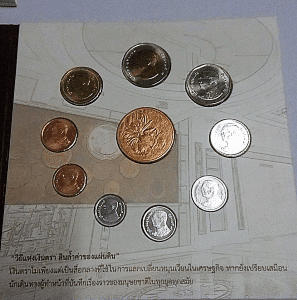 Coin set of the circulating currency for the year 2017, Year of the Rooster, issued by the Royal Thai Mint.