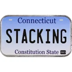 2023 - 1 oz Silver Bar ~ Stacking Across America Connecticut License Plate ~ New w/ COA